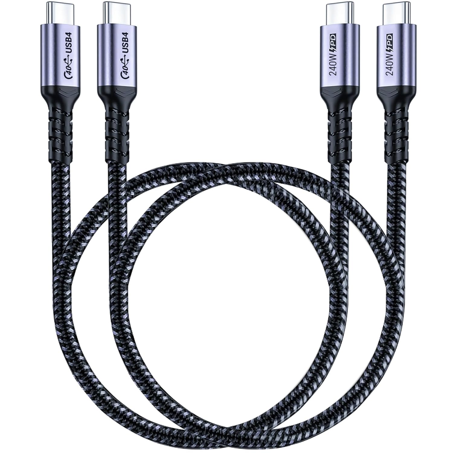 High-Speed 1.5FT USB 4 Cable Duo - Fast Charge & 8K Display!