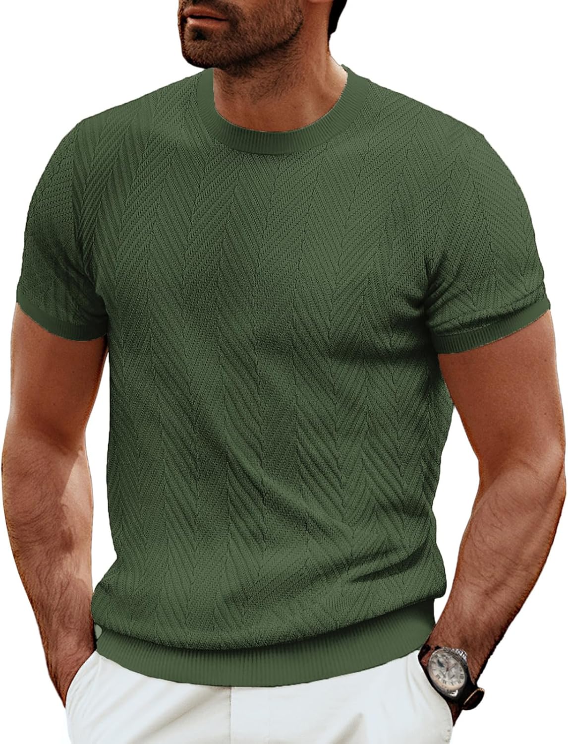 PJ PAUL JONES Men's Short Sleeve Knit T-Shirts for Casual Style