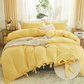 annadaif Yellow Duvet Cover King Size Set with Bowknot Design