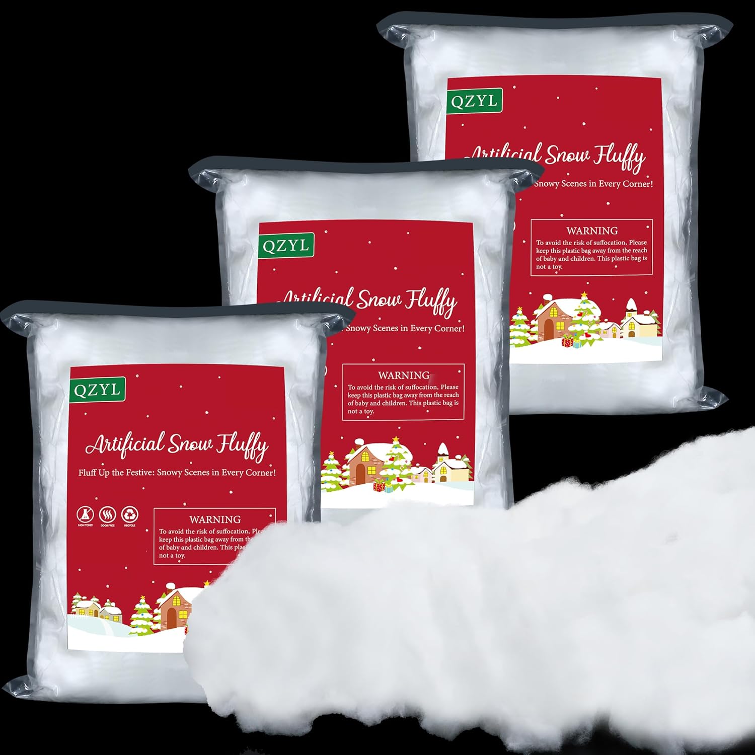 QZYL 3LB Cotton Fake Snow for Christmas Village Decor and Crafts