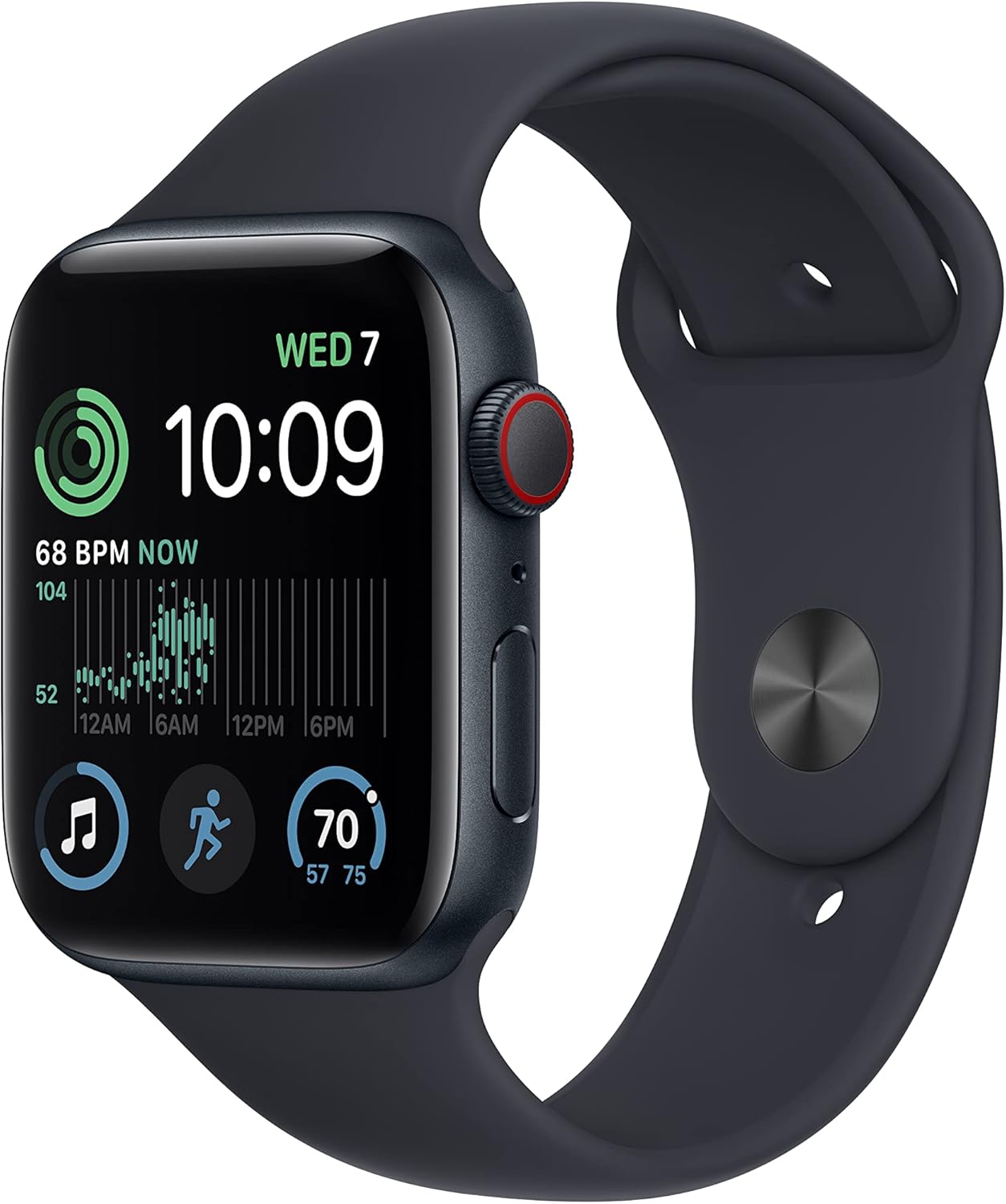 Apple Watch SE 2nd Gen - GPS + Cellular, 44mm, Midnight Aluminum Case