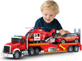 Extra Large Fire Truck Toy with Racing Car and Helicopter - 21in Play