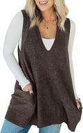 Sleeveless Sweater Vest V Neck A Line Tunic Top - Casual Layering
