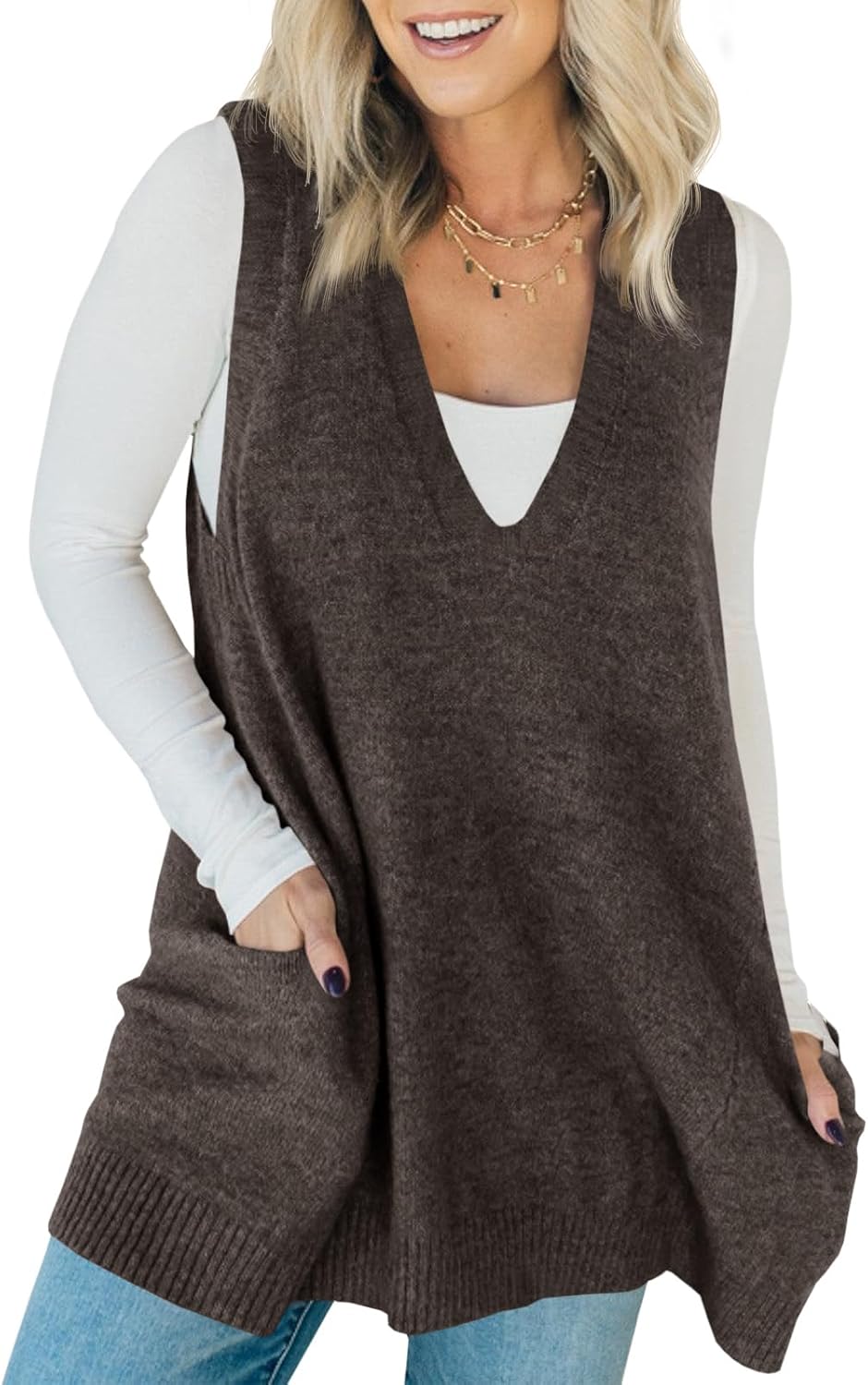 Saodimallsu Womens Sleeveless Sweater Vest for Chic Style
