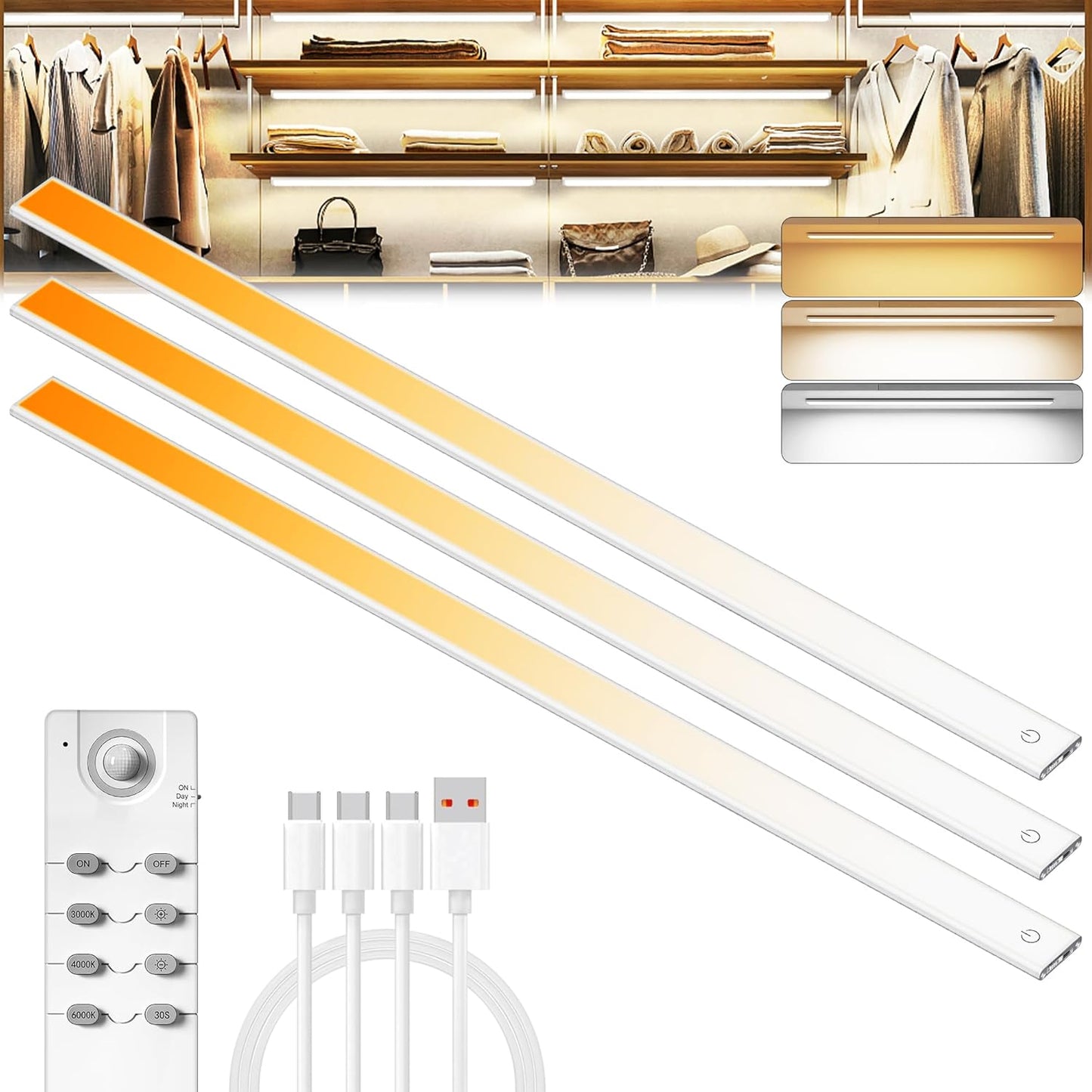 204 LED Under Cabinet Lights Wireless with Remote Control
