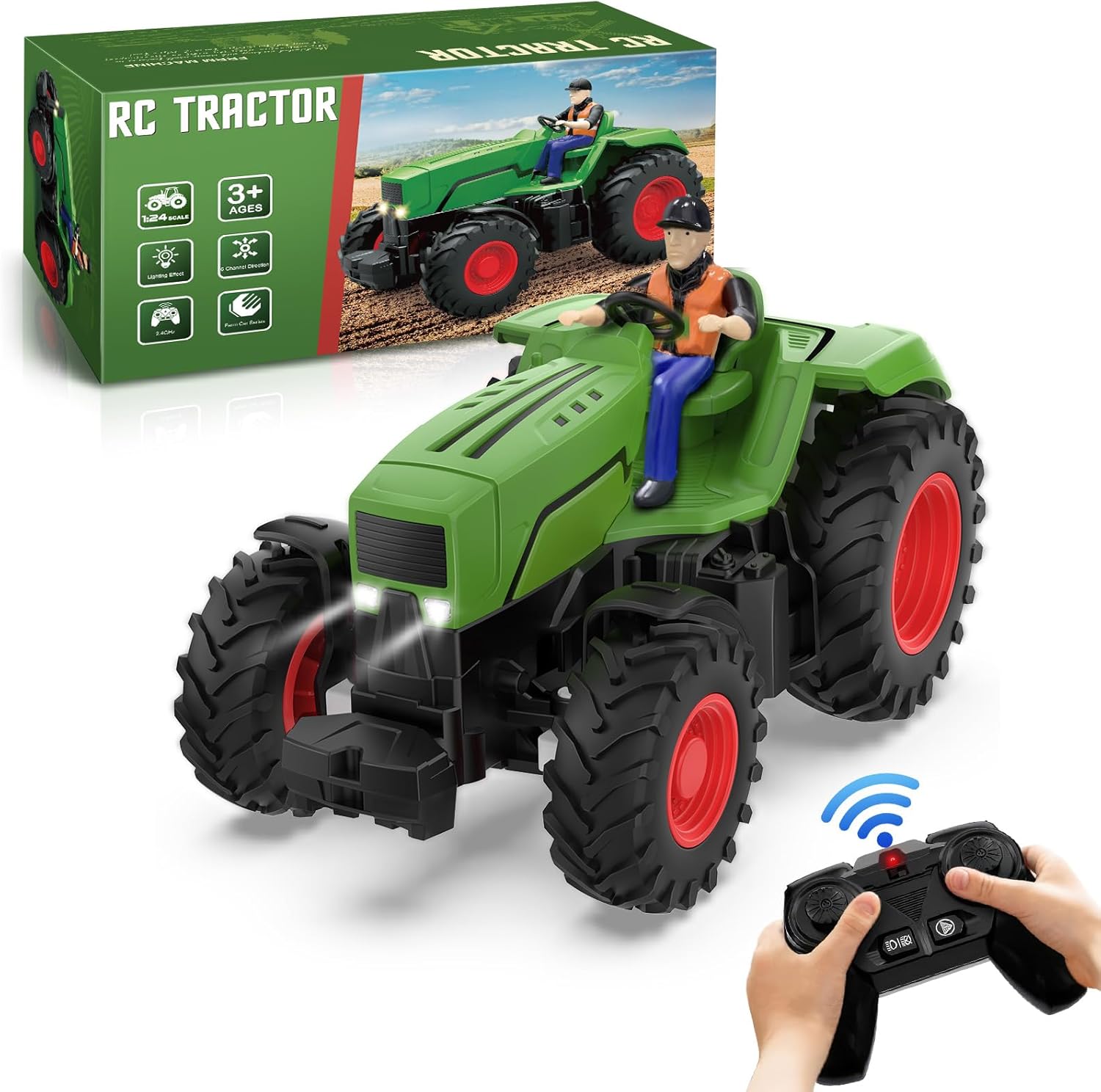 Rechargeable RC Tractor Toy with Farmer & Light - Fun & Interactive Gift for Kids 3-5