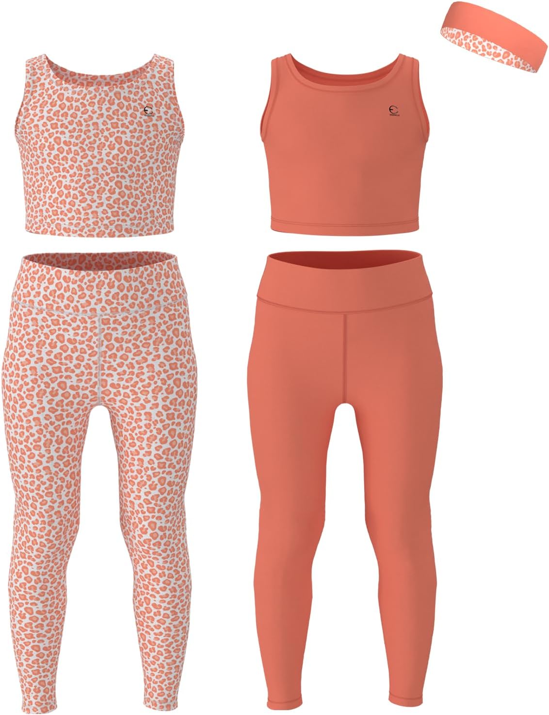 Girls Athletic Leggings and Crop Tank Tops Set for Active Kids