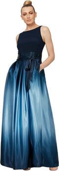 Long Satin Mother of the Bride Dress with Pockets (Style B9YP)