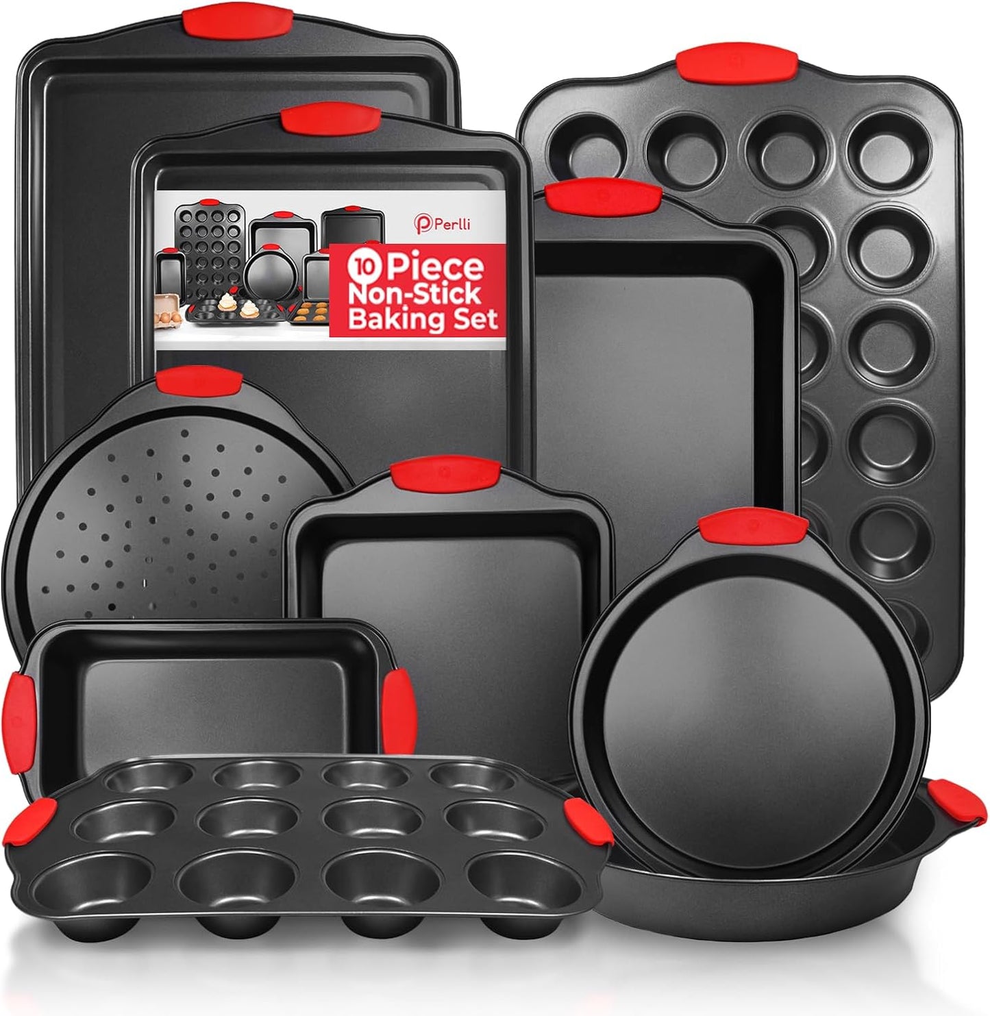 PERLLI Non-Stick 10-Piece Baking Pan Set for Every Baker