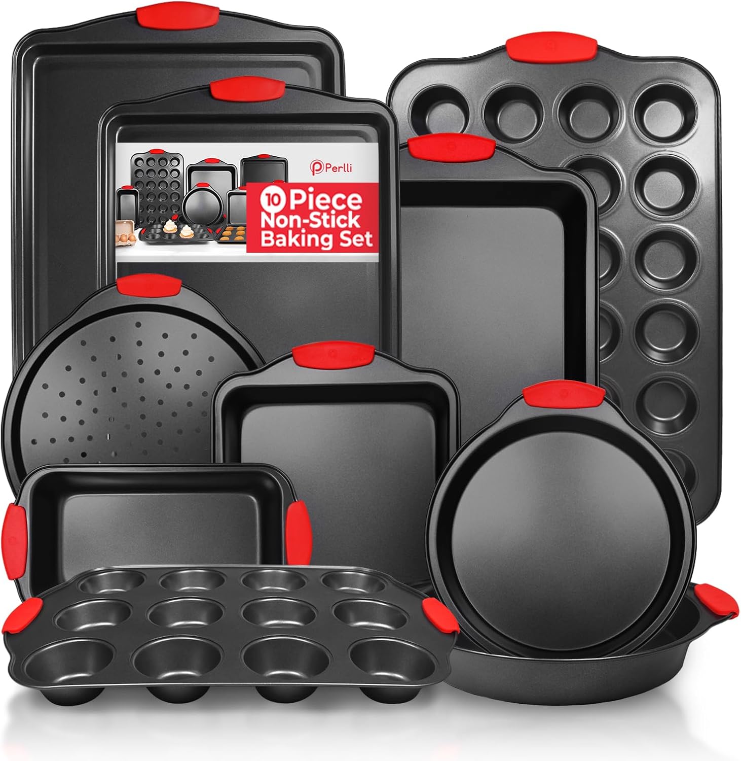 PERLLI Non-Stick 10-Piece Baking Pan Set for Every Baker