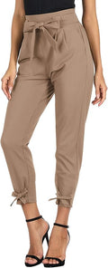 Casual High Waist Pencil Pants for Women - Bow-Knot Pocket Work