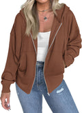 Zip Up Hoodies for Women - Fleece Lined Drawstring Jacket