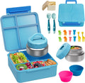 Bento Lunch Box with 9.5 oz Soup Thermo Blue - Kids 4-Compartment Set