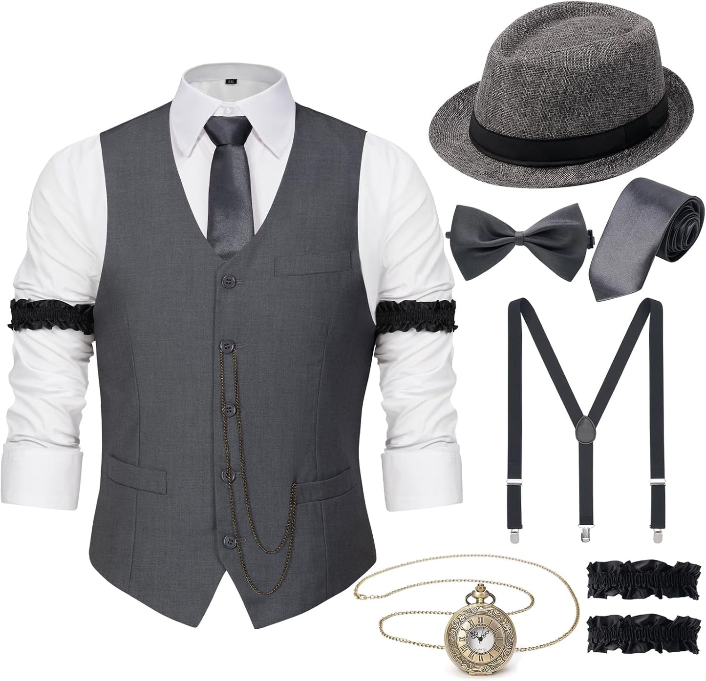 1920s Mens Costume Set for Gatsby Parties and Halloween Events