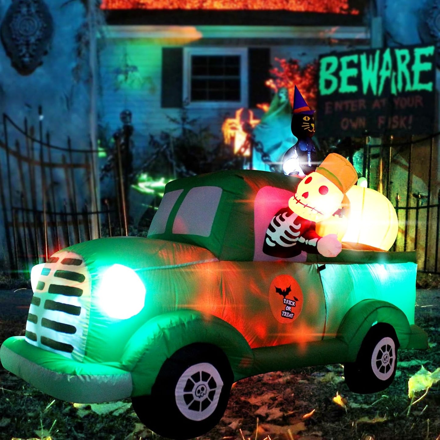 7.5FT Long Halloween Inflatable Ghost Car for Festive Decor
