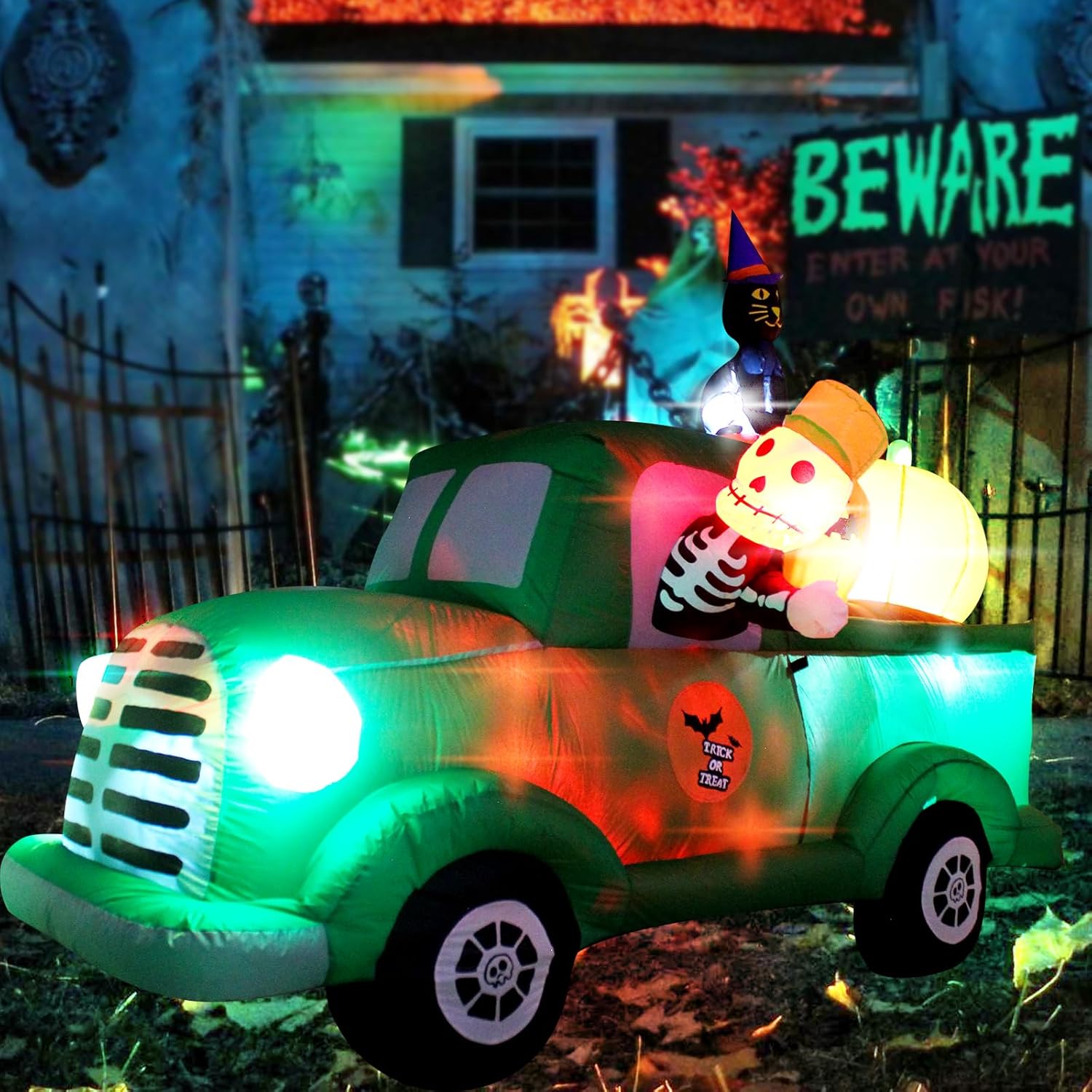 7.5FT Long Halloween Inflatable Ghost Car for Festive Decor