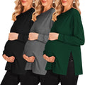 Ekouaer Womens Maternity Shirts 3-Pack - Soft Side-Ruched Tops