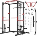 Power Cage Squat Rack with LAT Pulldown and Multi-Grip Pull-Up Bar