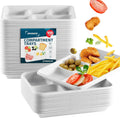 5 Compartment Plates Disposable Heavy Duty 100 Pack - Compostable