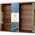 Acacia Wood Serving Tray with Metal Handles for Every Occasion