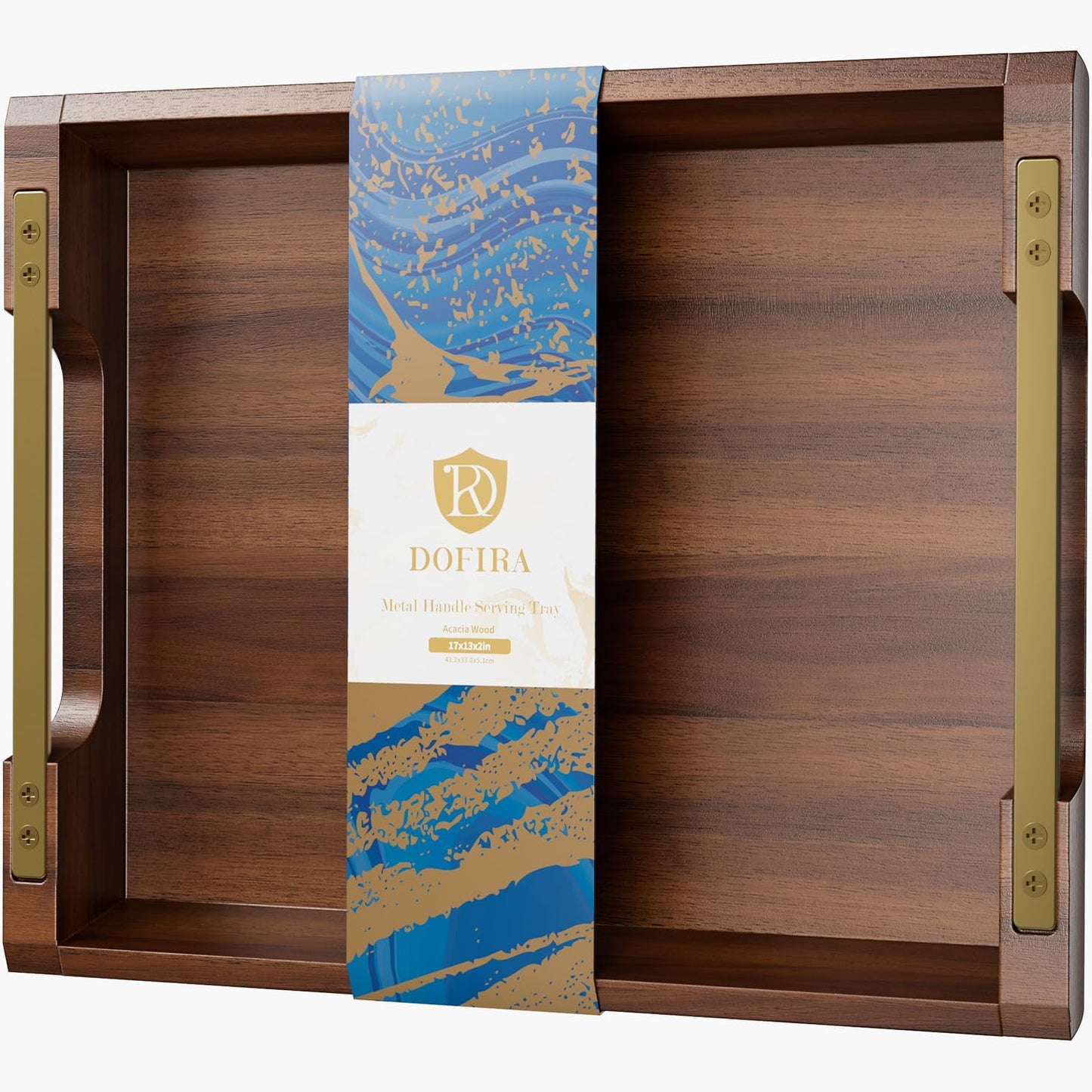 Acacia Wood Serving Tray with Metal Handles for Every Occasion