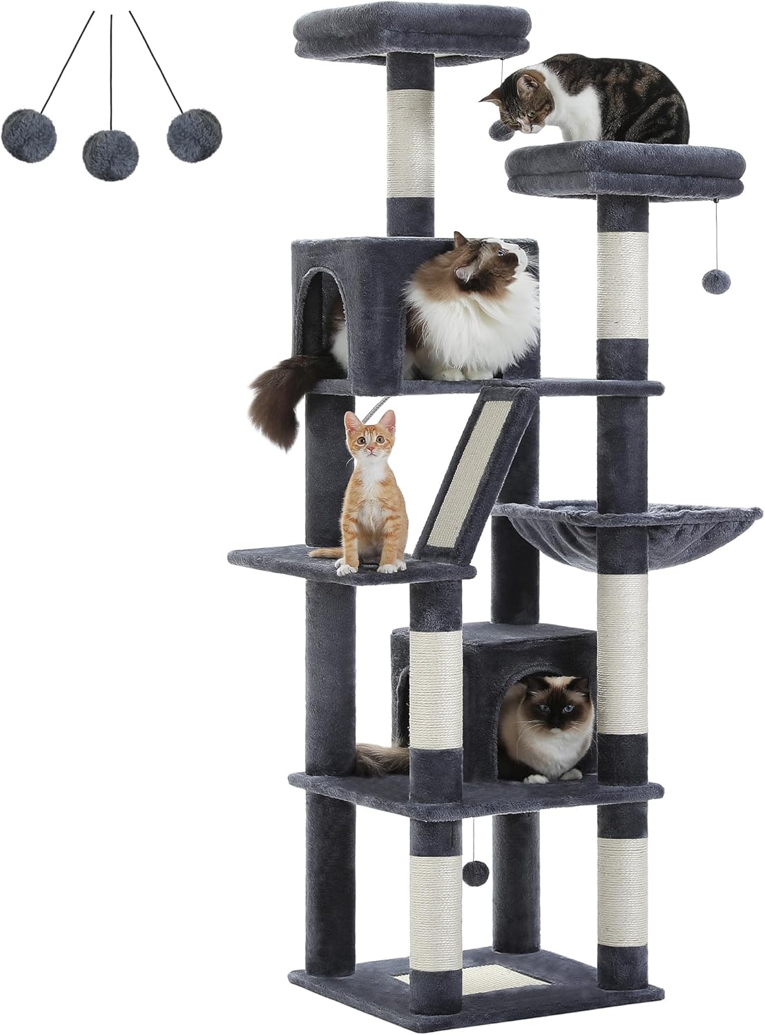 PAWZ Road 70 Inch Cat Tower for Multi-Cat Households