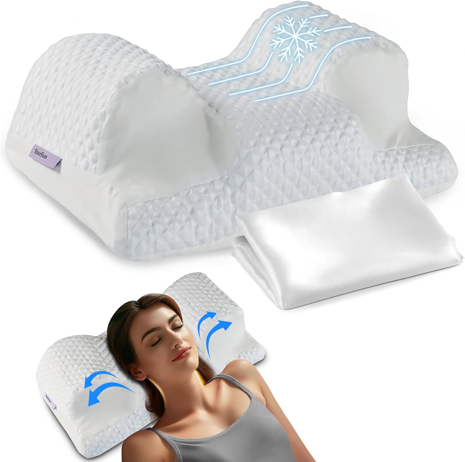 YourFacePillow Cervical Neck Pillow for Back Sleepers Comfort