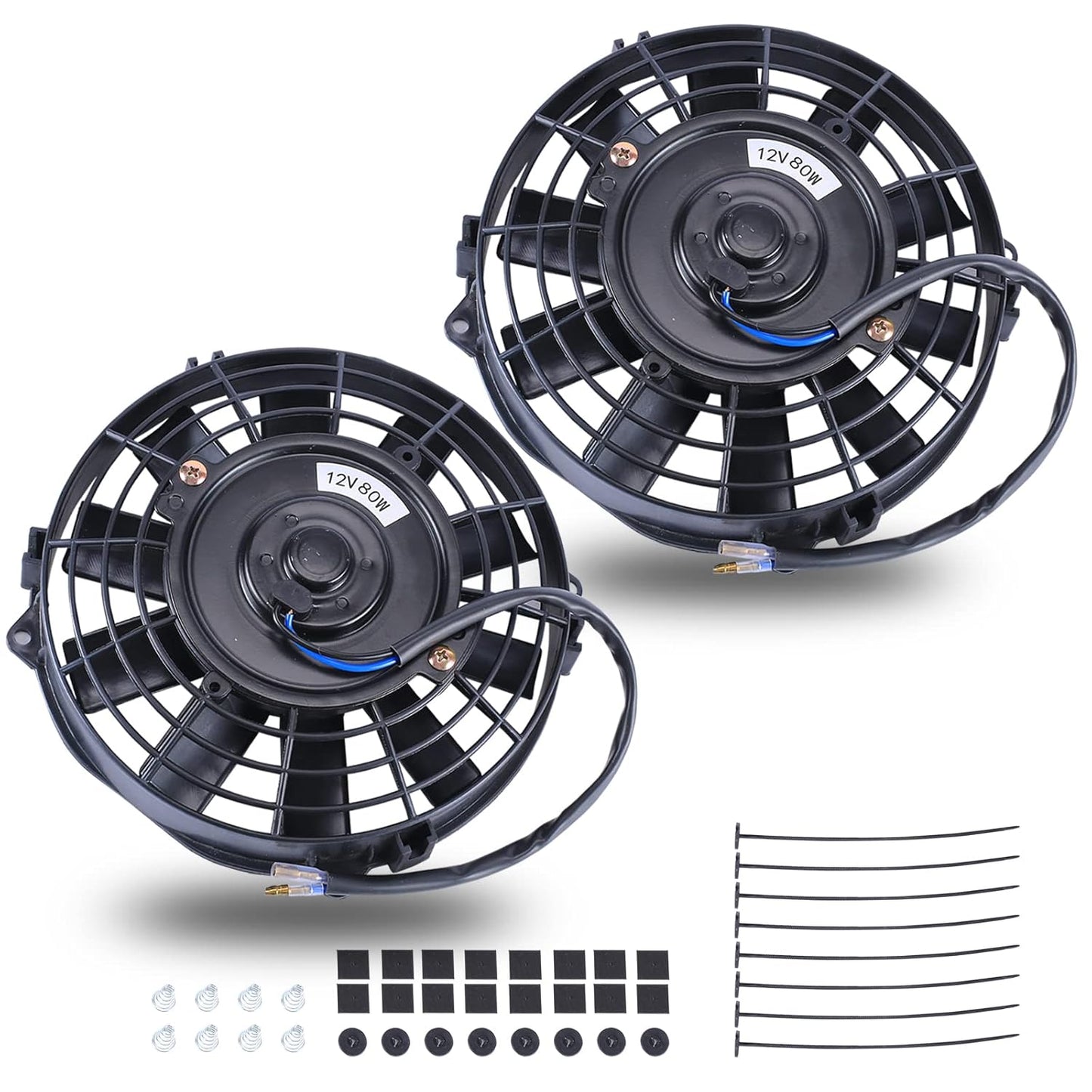 7 Inch Black Universal Slim Fan Push Pull Electric Radiator Kit
