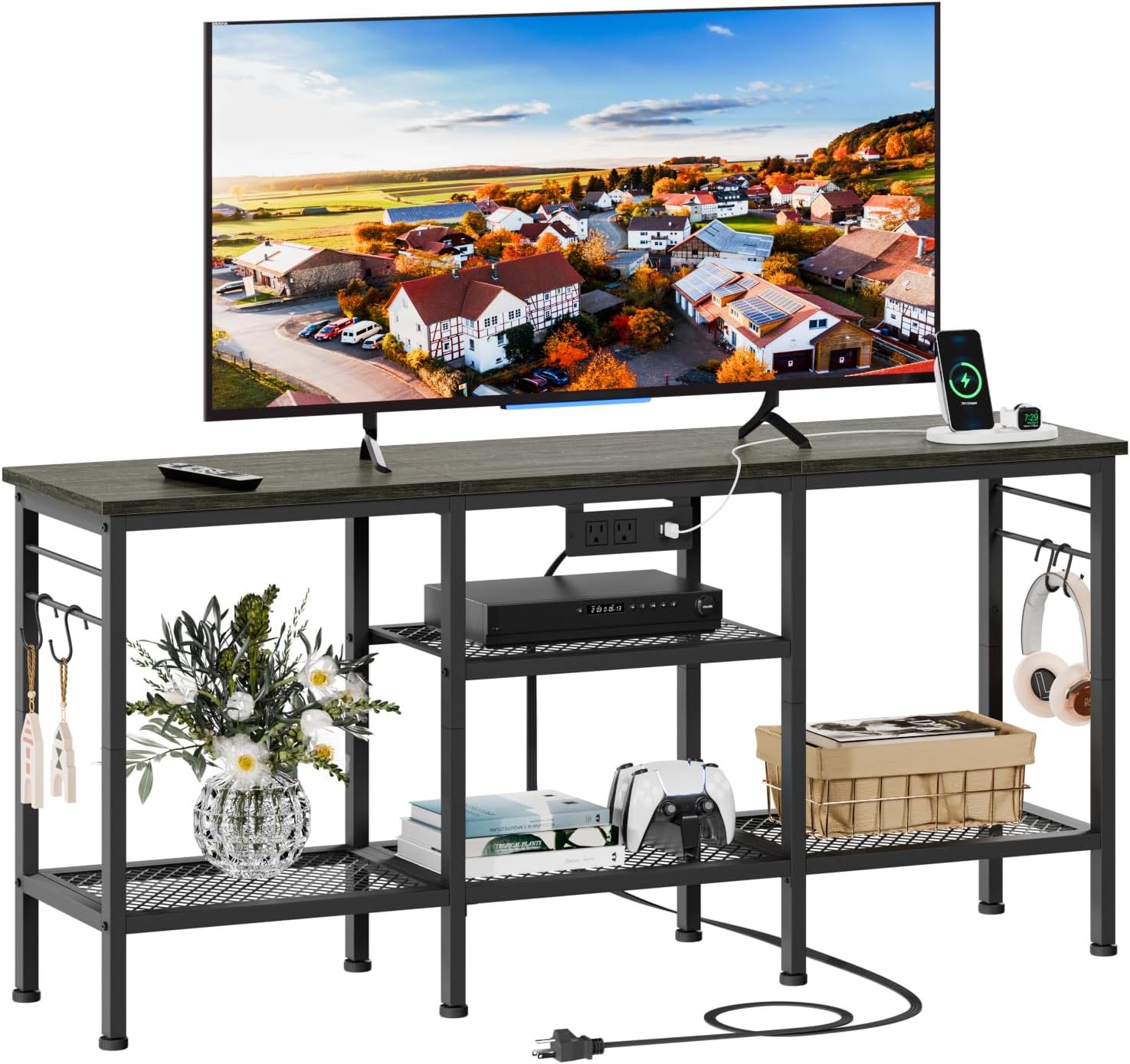 TV Stand with Power Outlets - Organize & Elevate! - Furologee