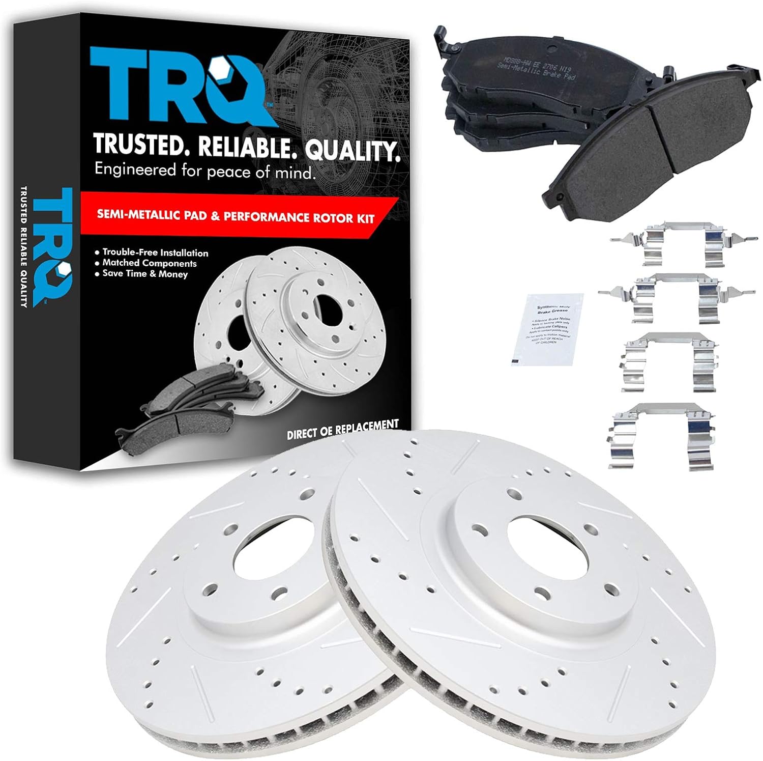 TRQ Front Brake Pad & Rotor Kit for INFINITI and Nissan Vehicles