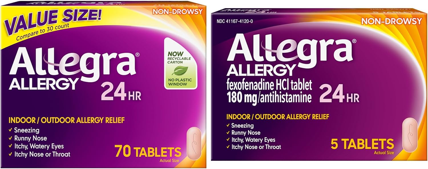 Allegra Adult 24-Hour Allergy Relief Tablets for Fast Relief