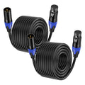 XLR Male to Female Cable 2 Pack, 100 ft - Balanced Mic Extension