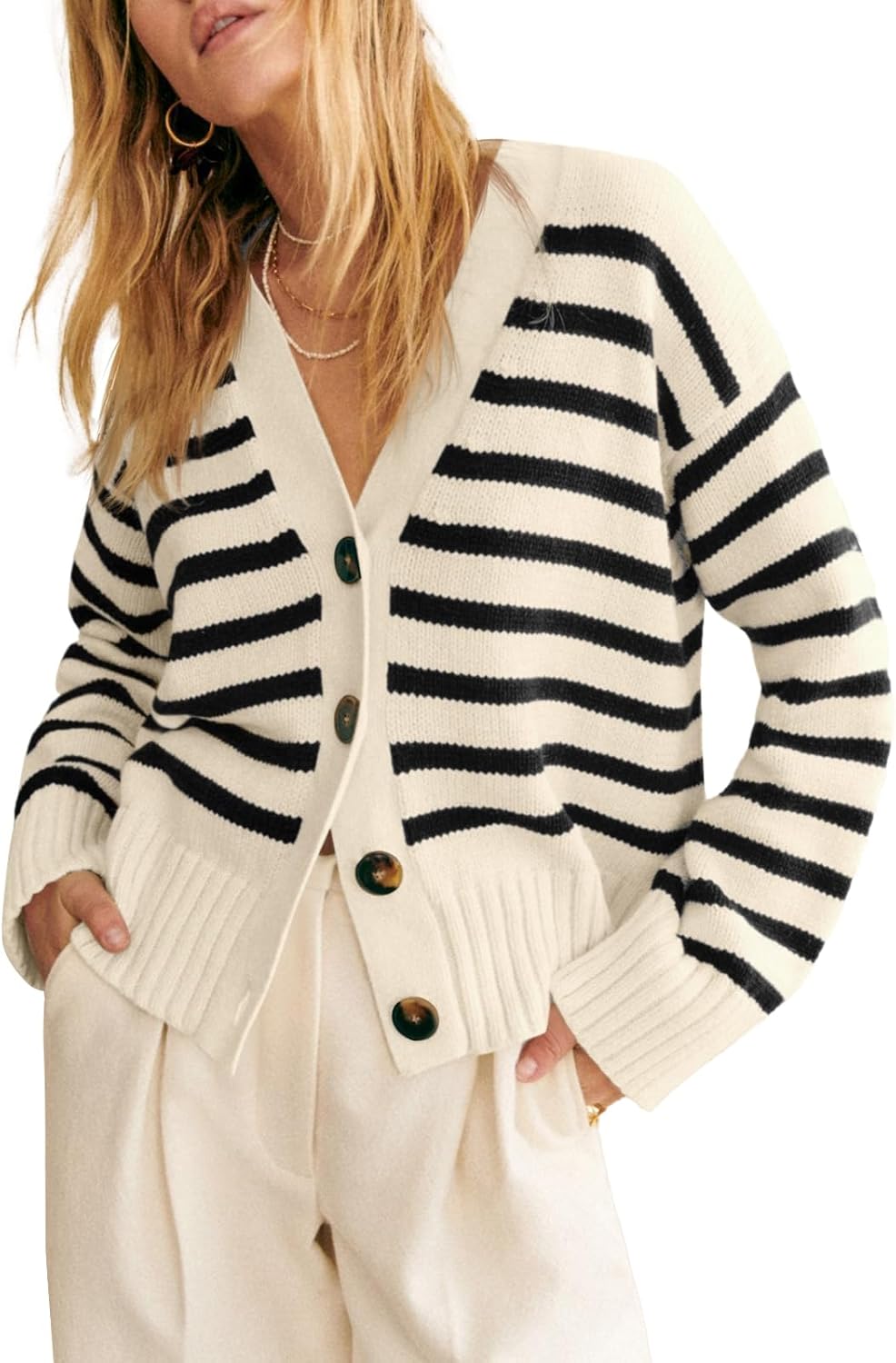 Saodimallsu Womens Striped Cardigan Sweaters for Stylish Looks