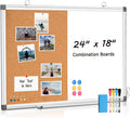 Combination Magnetic Whiteboard & Corkboard 24x18 - Dual Display