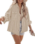 Tutorutor Womens Corduroy Shirt Tunic - Soft Lightweight Layer