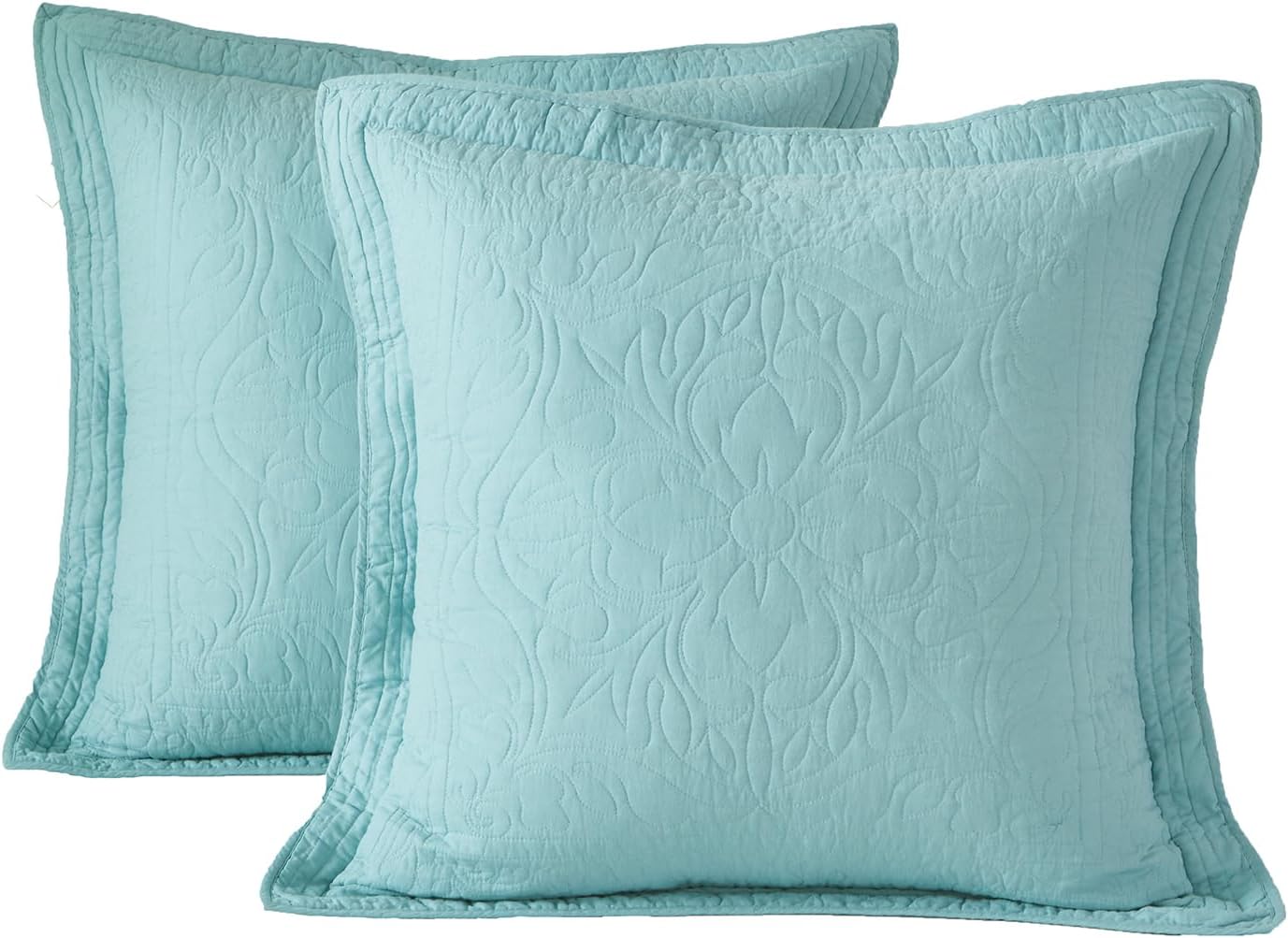 WINLIFE 100% Cotton Quilted Euro Sham Covers for Stylish Bedding