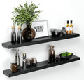 Floating Black Shelf 60 in Solid Real Wood Floating Shelves - Modern