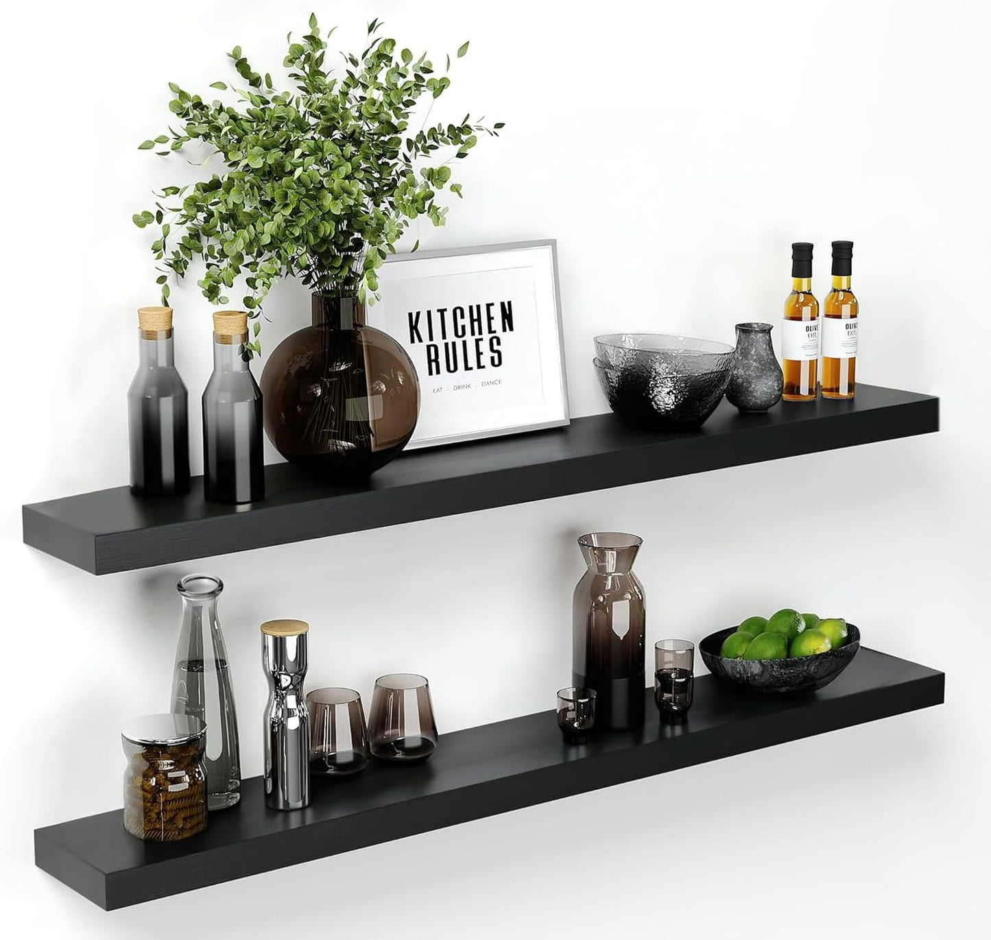 Homeforia Floating Black Shelf 60in - Elegant Wall Decor Solution
