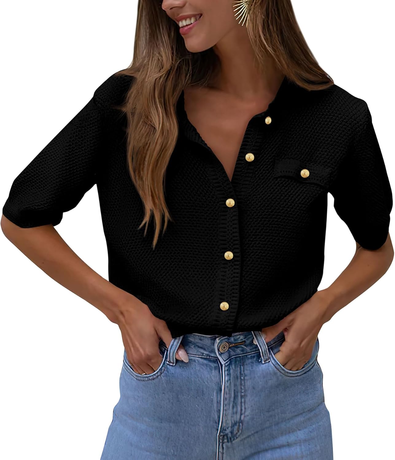 PRETTYGARDEN Women's Summer Button Down Shirts for Casual Style