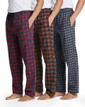 Real Essentials 3 Pack Men's Cotton Flannel Pajama Pants - Soft Lounge