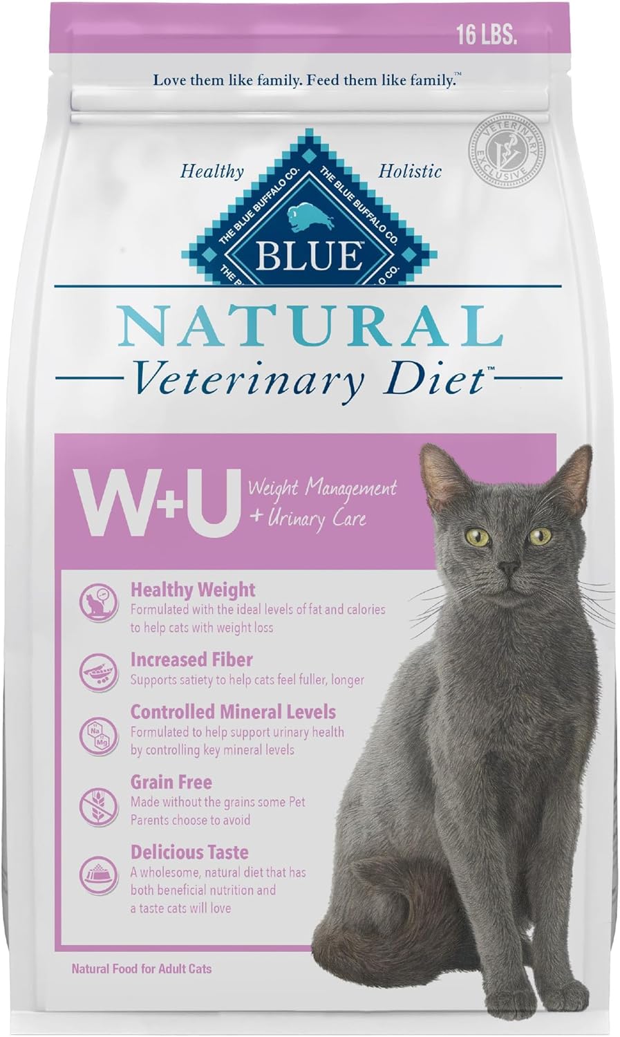 Blue Buffalo Natural Veterinary Diet W+U Dry Cat Food for Health