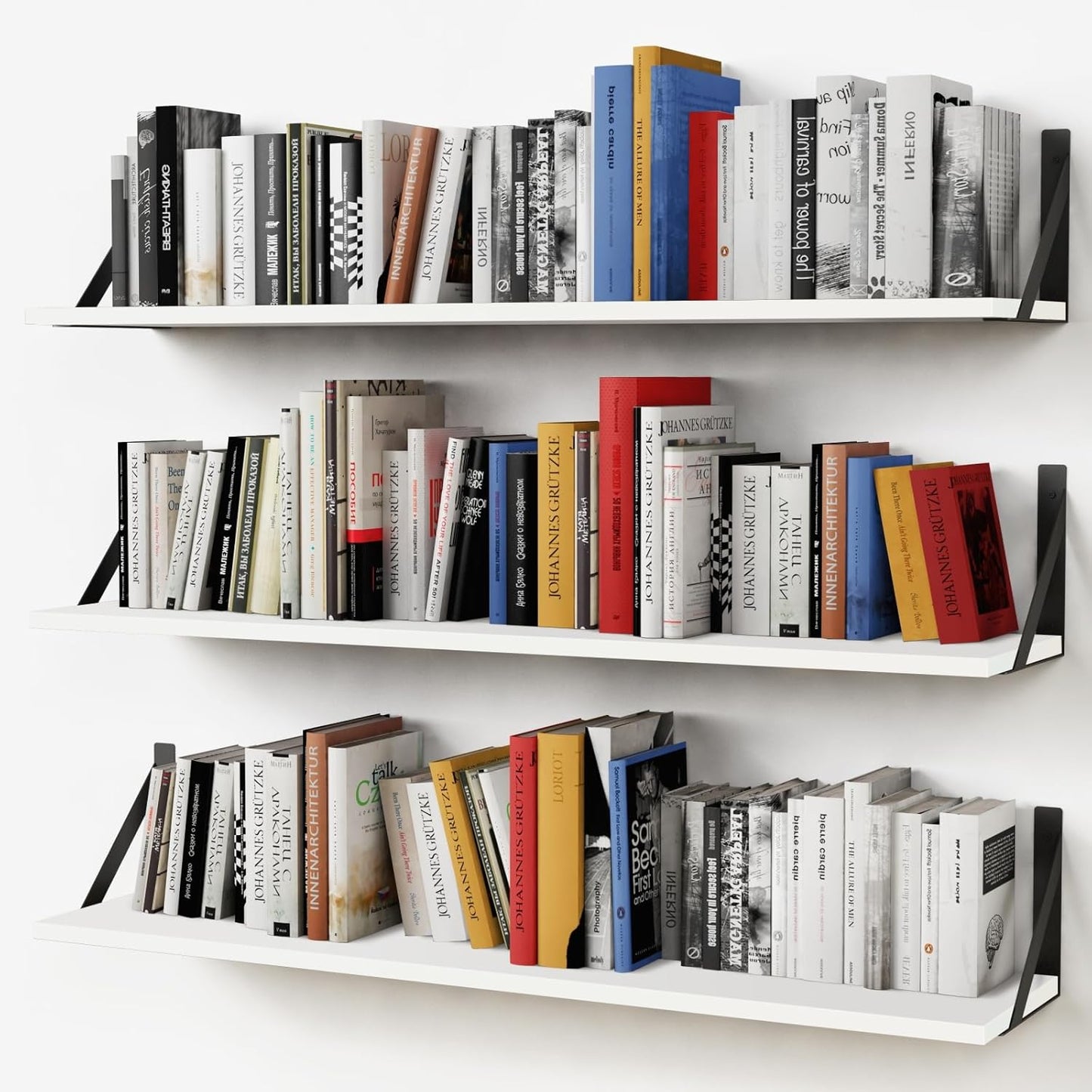Forbena White Floating Book Shelves for Wall - 36 Inches Long