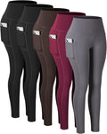 Leggings with Pockets for Women - 3 Pack High Waist Tummy Control