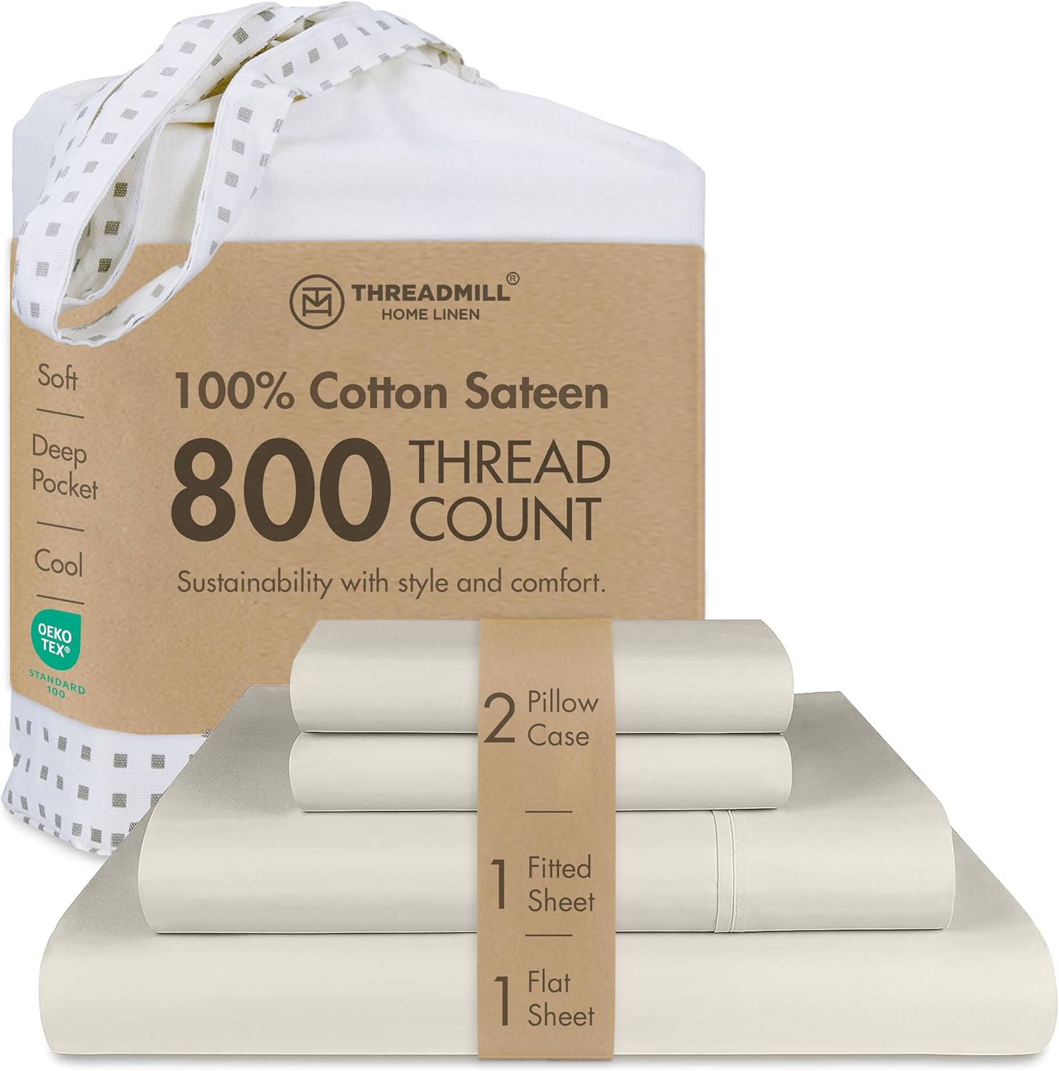 Threadmill Full Size Sheets Set with 800 Thread Count Comfort