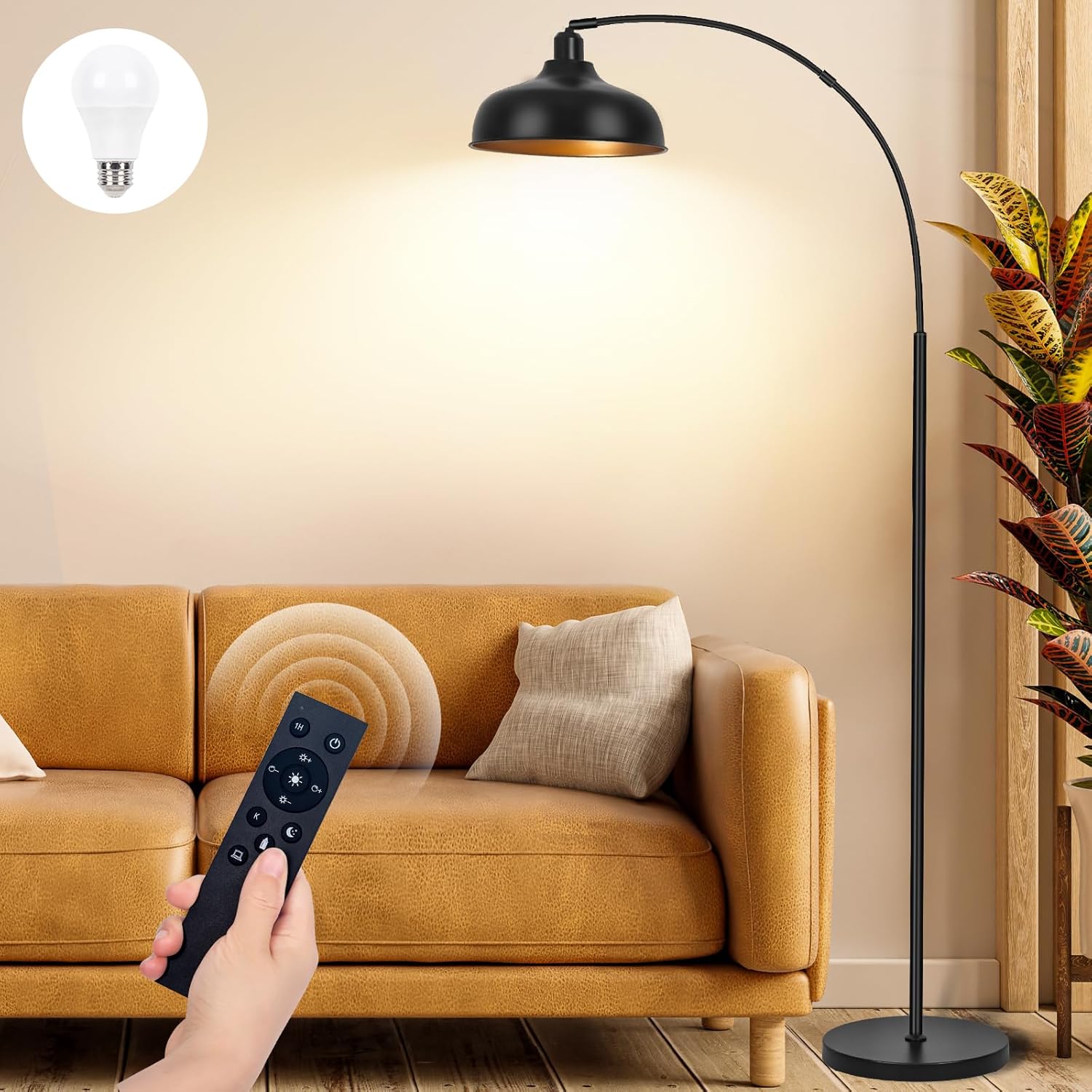 Dimmable Arch Floor Lamp with Remote Control for Cozy Lighting