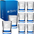 Personalized Square Shot Glasses Set of 8 Blue Bottom 2oz - Custom