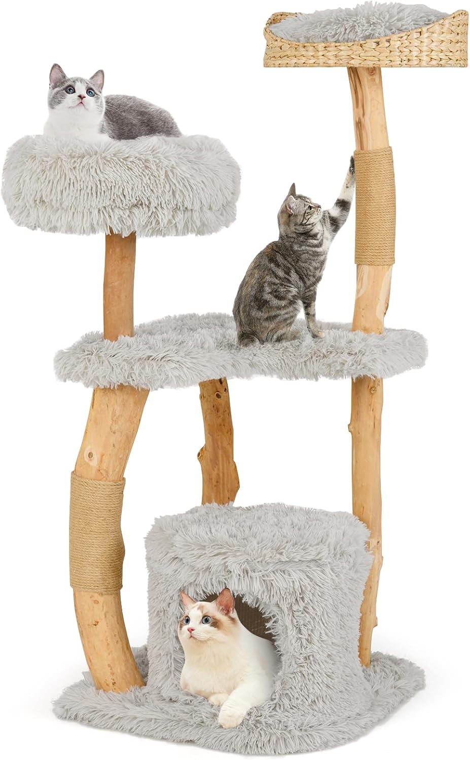 Tangkula Cat Tree Tower with Unique Solid Wood Design for Cats