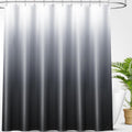 Ombre Shower Curtain Set 72x72 in - Waterproof Black Grey Elegance