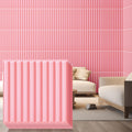 3D Slat Wall Panels 32 pcs 12 x 12 in Pink - Textured Feature Wall