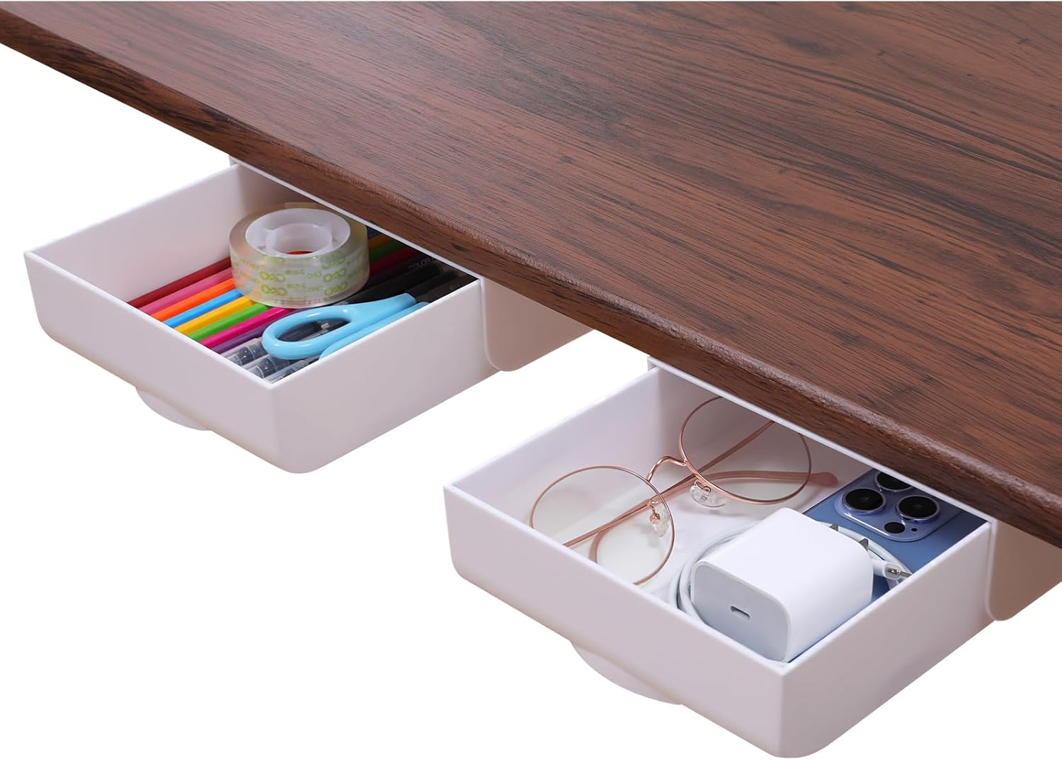 Under Desk Self-Adhesive Drawer Duo - Keep Your Workspace Tidy!